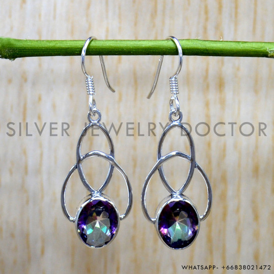 Mystic Topaz 925 Sterling Silver Earrings (SJWE-803)