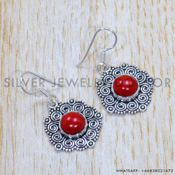 Coral 925 Sterling Silver Earrings (SJWE-806)