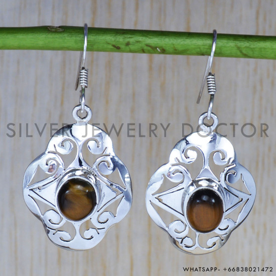 Tiger Eye 925 Sterling Silver Earrings (SJWE-81) Tiger Eye 925 Sterling Silver Earrings (SJWE-81)
