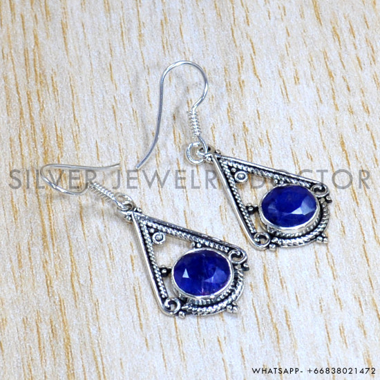 Sapphire 925 Sterling Silver Earrings (SJWE-811)