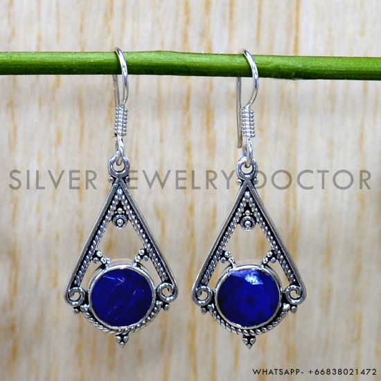Sapphire 925 Sterling Silver Earrings (SJWE-811)