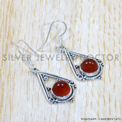 Carnelian 925 Sterling Silver Earrings (SJWE-814)