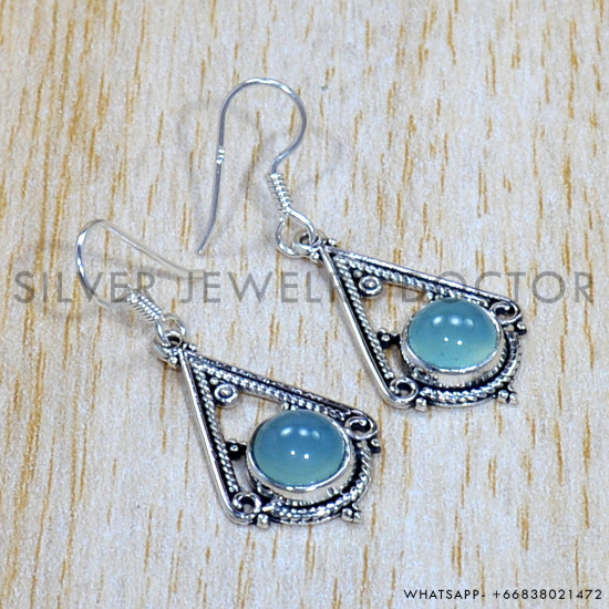 Chalcedony 925 Sterling Silver Earrings (SJWE-815)