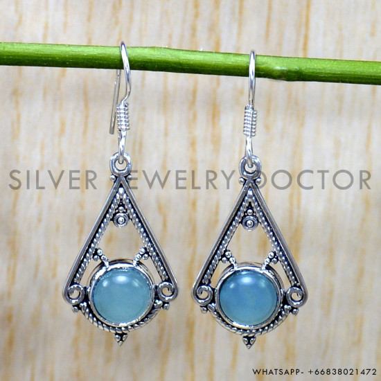 Chalcedony 925 Sterling Silver Earrings (SJWE-815)
