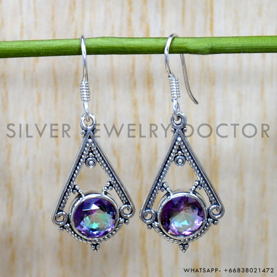 Mystic Topaz 925 Sterling Silver Earrings (SJWE-816)