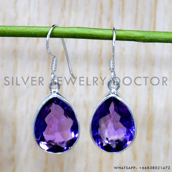 Amethyst 925 Sterling Silver Earrings (SJWE-818)