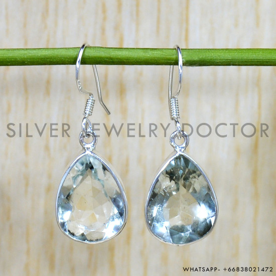 Green Amethyst 925 Sterling Silver Earrings (SJWE-819)
