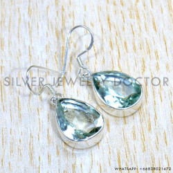 Green Amethyst 925 Sterling Silver Earrings (SJWE-821) Green Amethyst 925 Sterling Silver Earrings (SJWE-821)