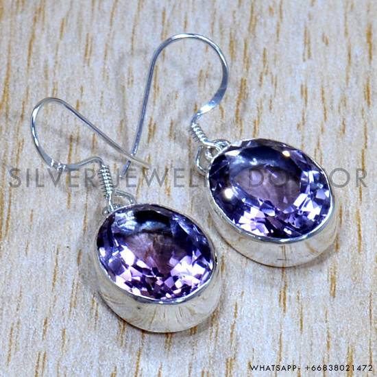 Amethyst 925 Sterling Silver Earrings (SJWE-823)