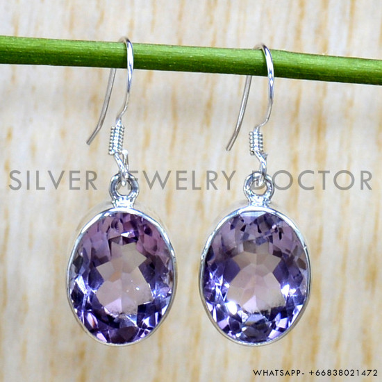 Amethyst 925 Sterling Silver Earrings (SJWE-823)