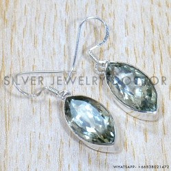 Green Amethyst 925 Sterling Silver Earrings (SJWE-824) Green Amethyst 925 Sterling Silver Earrings (SJWE-824)