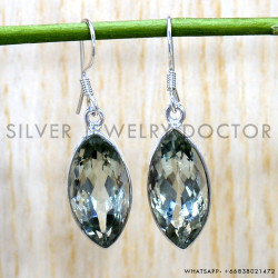 Green Amethyst 925 Sterling Silver Earrings (SJWE-824)