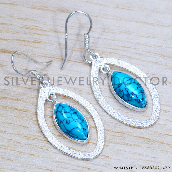 Turquoise 925 Sterling Silver Earrings (SJWE-825) Turquoise 925 Sterling Silver Earrings (SJWE-825)