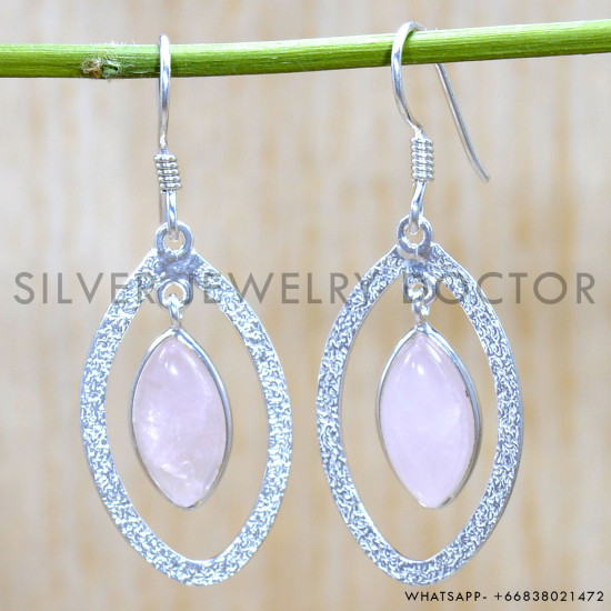 Rose Quartz 925 Sterling Silver Earrings (SJWE-826) Rose Quartz 925 Sterling Silver Earrings (SJWE-826)
