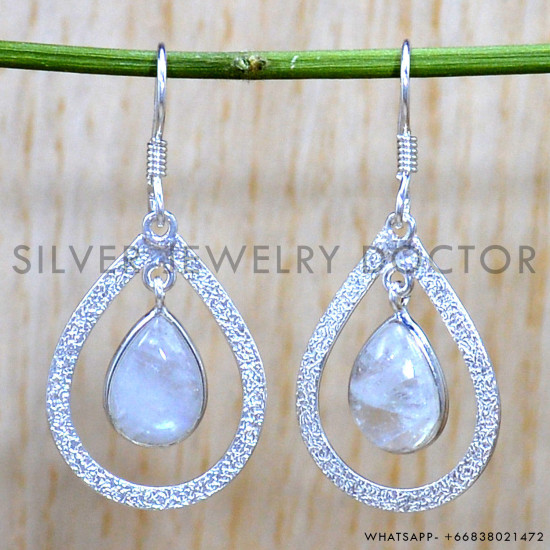 Rainbow Moonstone 925 Sterling Silver Earrings (SJWE-828) Rainbow Moonstone 925 Sterling Silver Earrings (SJWE-828)