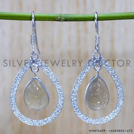 Golden Rutile 925 Sterling Silver Earrings (SJWE-830) Golden Rutile 925 Sterling Silver Earrings (SJWE-830)
