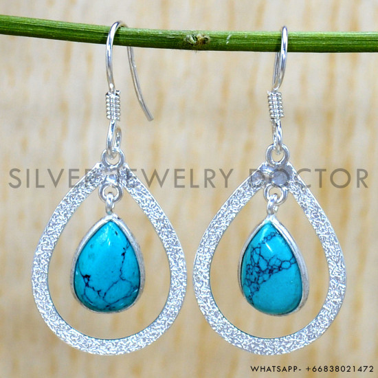 Turquoise 925 Sterling Silver Earrings (SJWE-831) Turquoise 925 Sterling Silver Earrings (SJWE-831)