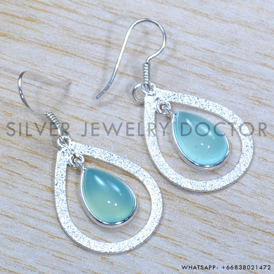 Chalcedony 925 Sterling Silver Earrings (SJWE-834)