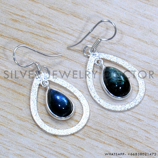 Labradorite 925 Sterling Silver Earrings (SJWE-836)