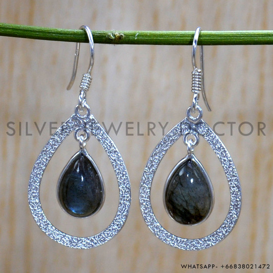 Labradorite 925 Sterling Silver Earrings (SJWE-836)