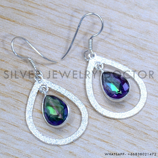 Mystic Topaz 925 Sterling Silver Earrings (SJWE-839)