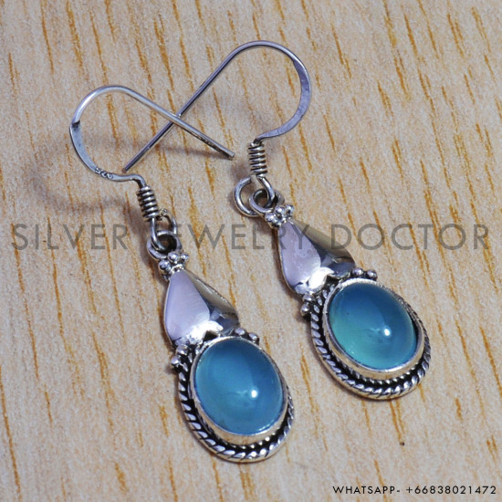 Chalcedony 925 Sterling Silver Earrings (SJWE-84) Chalcedony 925 Sterling Silver Earrings (SJWE-84)