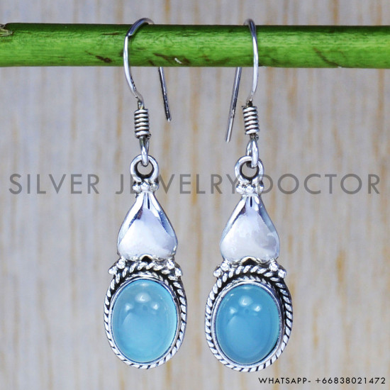 Chalcedony 925 Sterling Silver Earrings (SJWE-84) Chalcedony 925 Sterling Silver Earrings (SJWE-84)