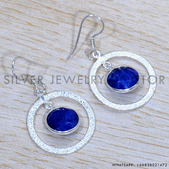 Sapphire 925 Sterling Silver Earrings (SJWE-843)