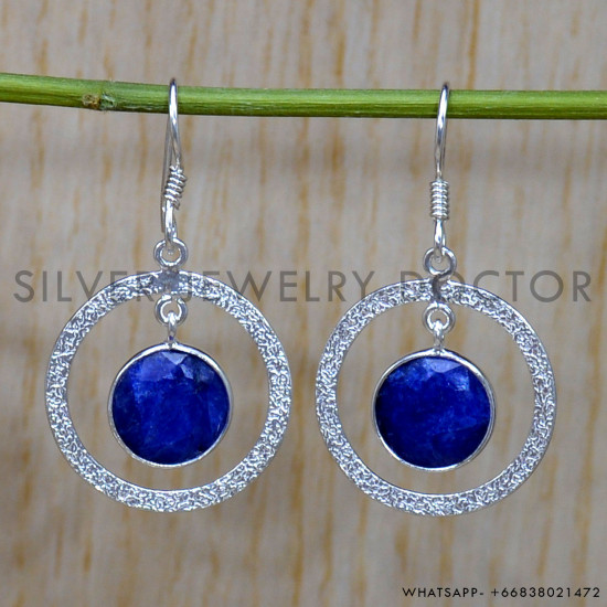 Sapphire 925 Sterling Silver Earrings (SJWE-843)