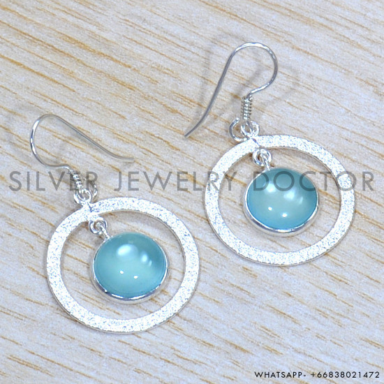 Chalcedony 925 Sterling Silver Earrings (SJWE-845)