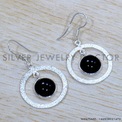 Black Onyx 925 Sterling Silver Earrings (SJWE-846)