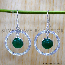 Green Onyx 925 Sterling Silver Earrings (SJWE-853)