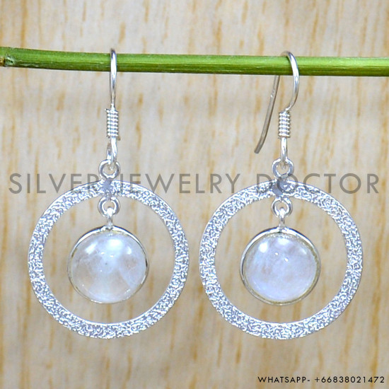 Rainbow Moonstone 925 Sterling Silver Earrings (SJWE-855)