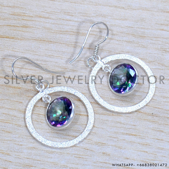 Mystic Topaz 925 Sterling Silver Earrings (SJWE-857)