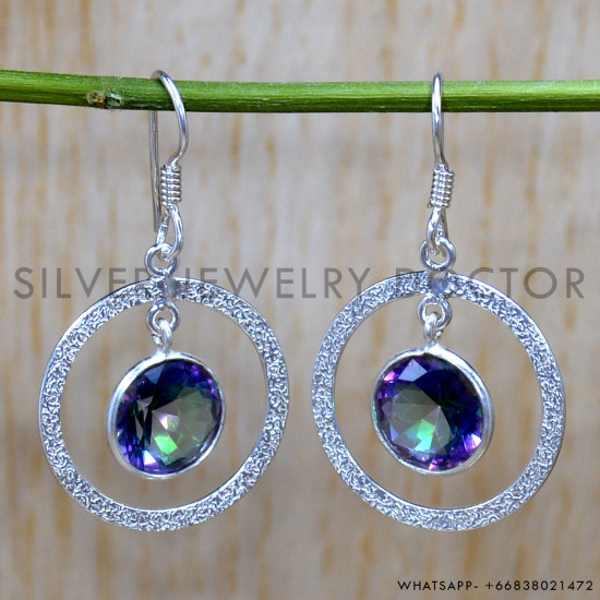 Mystic Topaz 925 Sterling Silver Earrings (SJWE-857)