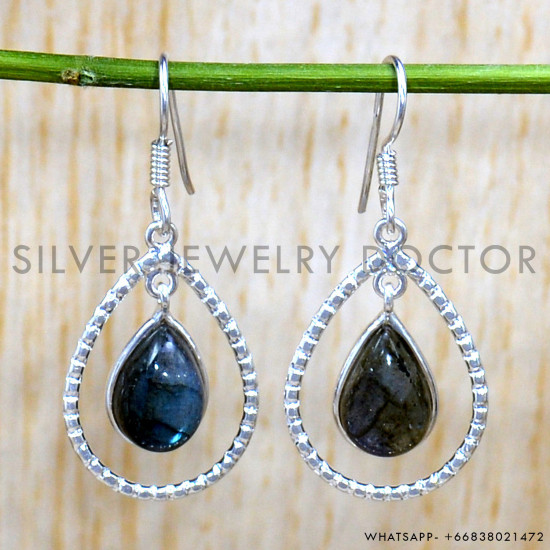 Labradorite 925 Sterling Silver Earrings (SJWE-859)