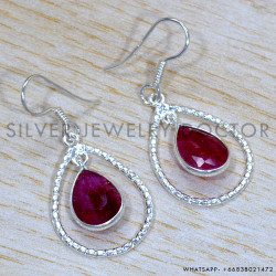 Ruby 925 Sterling Silver Earrings (SJWE-860)