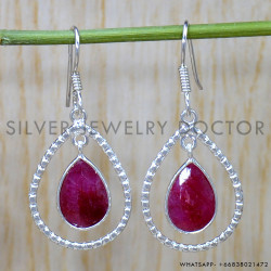 Ruby 925 Sterling Silver Earrings (SJWE-860)