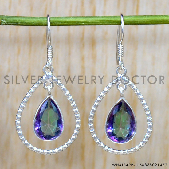 Mystic Topaz 925 Sterling Silver Earrings (SJWE-861)