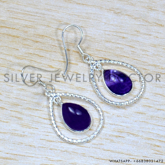 Amethyst 925 Sterling Silver Earrings (SJWE-863)