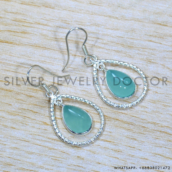 Chalcedony 925 Sterling Silver Earrings (SJWE-868)