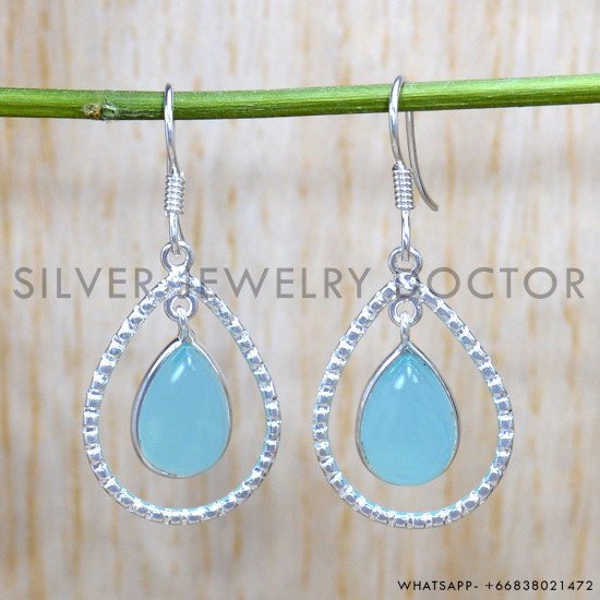 Chalcedony 925 Sterling Silver Earrings (SJWE-868)
