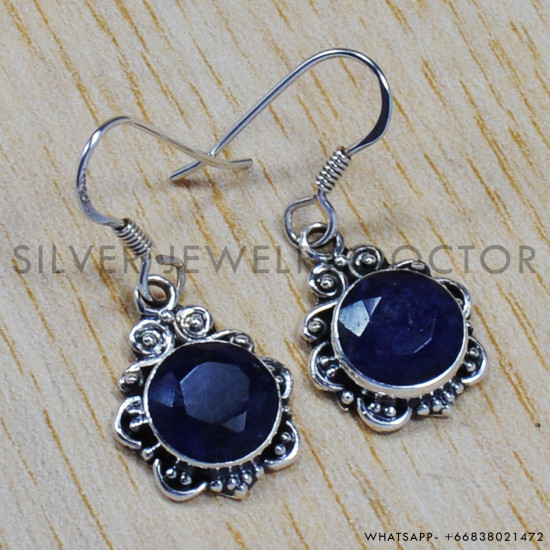 Sapphire 925 Sterling Silver Earrings (SJWE-87)
