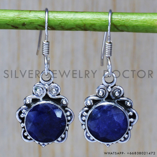 Sapphire 925 Sterling Silver Earrings (SJWE-87)
