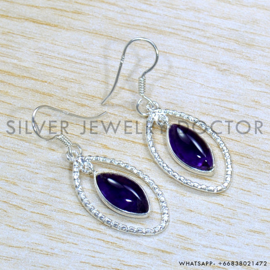 Amethyst 925 Sterling Silver Earrings (SJWE-872)