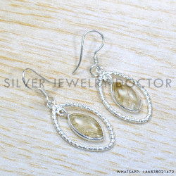 Golden Rutile 925 Sterling Silver Earrings (SJWE-873)