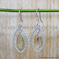 Golden Rutile 925 Sterling Silver Earrings (SJWE-873)