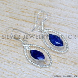 Sapphire 925 Sterling Silver Earrings (SJWE-876)