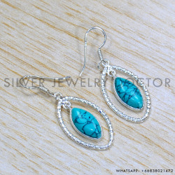 Turquoise 925 Sterling Silver Earrings (SJWE-877) Turquoise 925 Sterling Silver Earrings (SJWE-877)