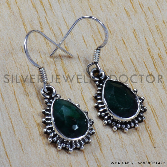 Emerald 925 Sterling Silver Earrings (SJWE-88) Emerald 925 Sterling Silver Earrings (SJWE-88)